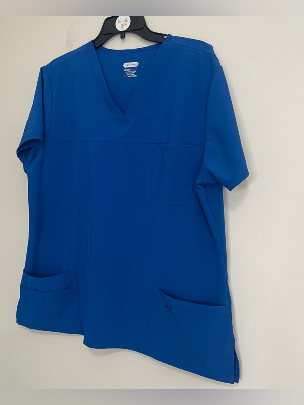 Royal Blue V-Neck Scrub Top - Short Sleeve~ Size XL Medical Staff